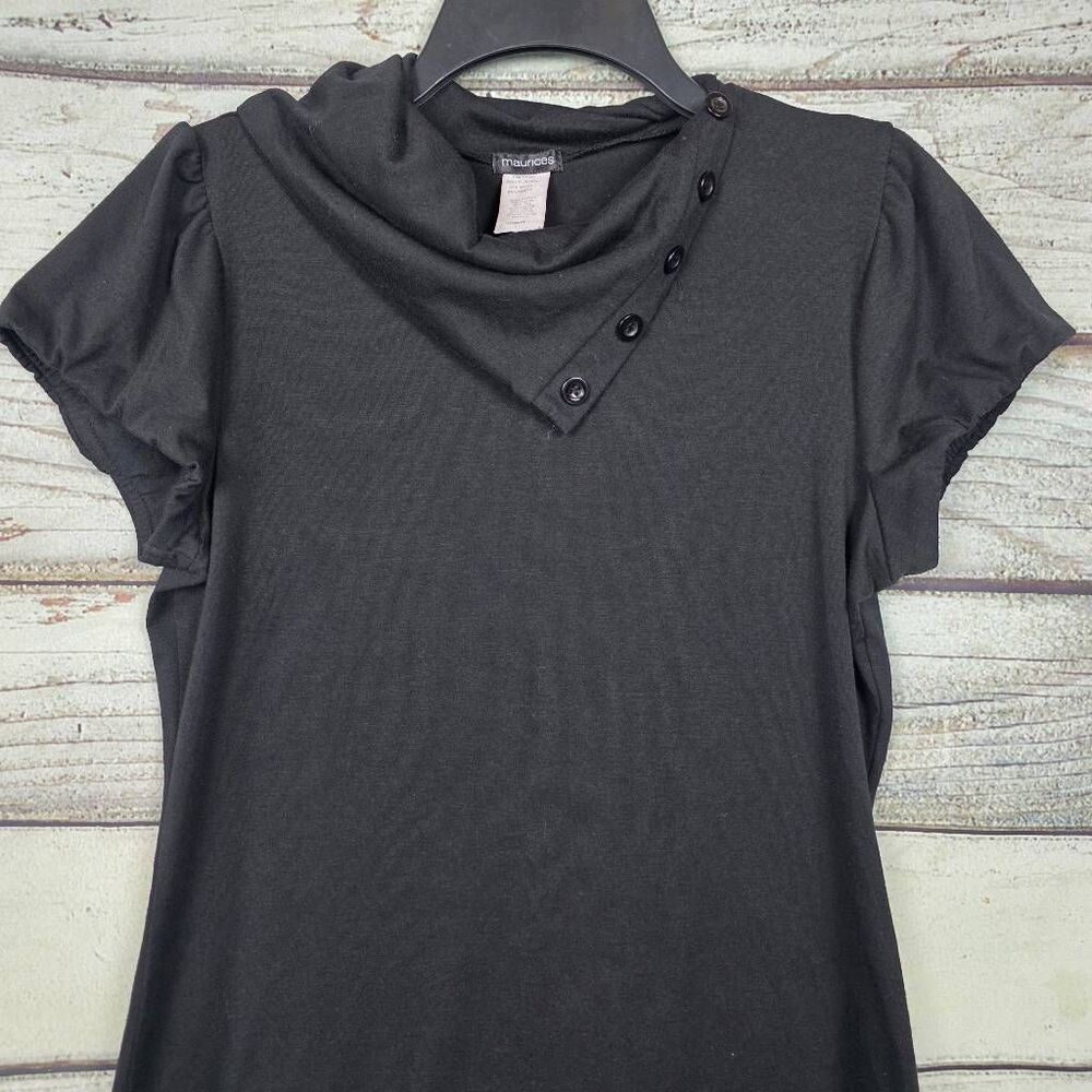 Maurices L Black Cowl Neck Button Top - Picture 3 of 9